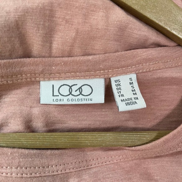 LOGO Lori Goldstein Tunic Top Womens Size Small Peach Asymmetric Hem Pockets - Picture 7 of 12